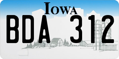 IA license plate BDA312