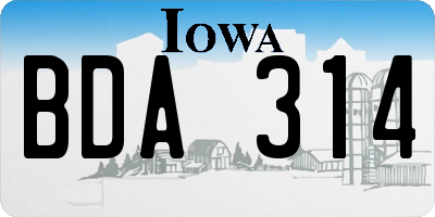 IA license plate BDA314
