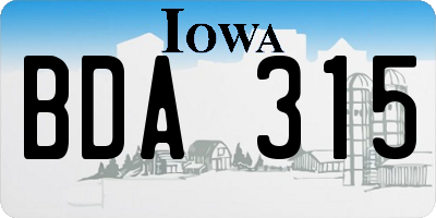 IA license plate BDA315