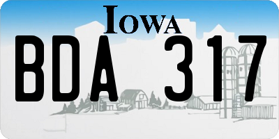 IA license plate BDA317