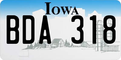 IA license plate BDA318