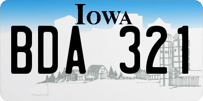 IA license plate BDA321