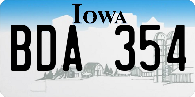 IA license plate BDA354