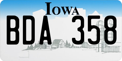 IA license plate BDA358