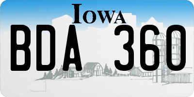 IA license plate BDA360