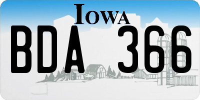 IA license plate BDA366