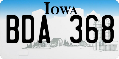 IA license plate BDA368