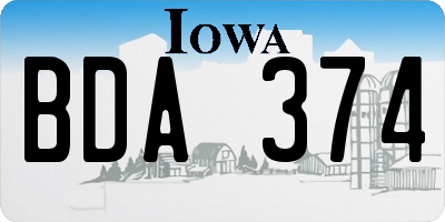 IA license plate BDA374