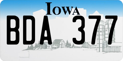 IA license plate BDA377