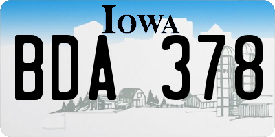 IA license plate BDA378