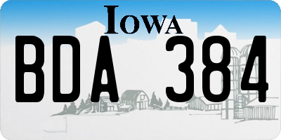 IA license plate BDA384