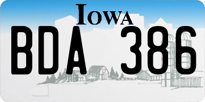 IA license plate BDA386