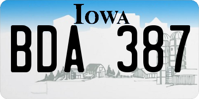 IA license plate BDA387