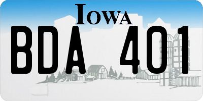 IA license plate BDA401
