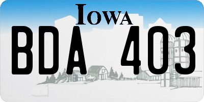 IA license plate BDA403