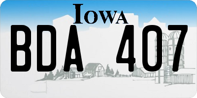 IA license plate BDA407