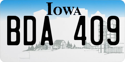 IA license plate BDA409