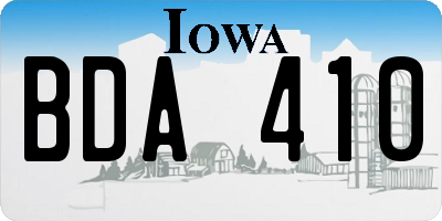 IA license plate BDA410