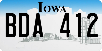 IA license plate BDA412