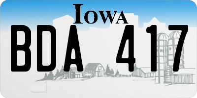 IA license plate BDA417