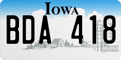 IA license plate BDA418