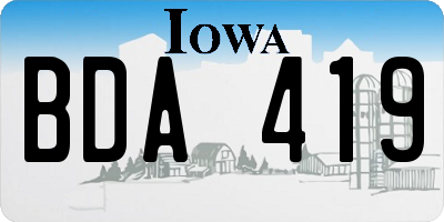 IA license plate BDA419