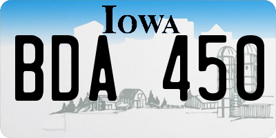 IA license plate BDA450