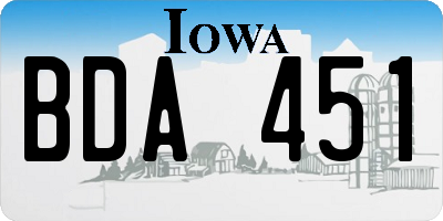 IA license plate BDA451