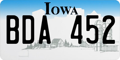 IA license plate BDA452