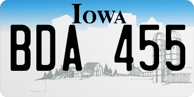 IA license plate BDA455