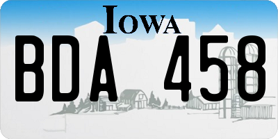 IA license plate BDA458