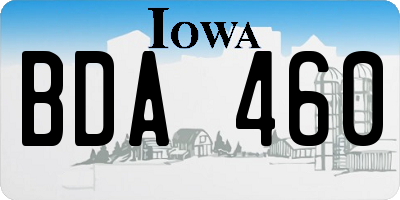 IA license plate BDA460