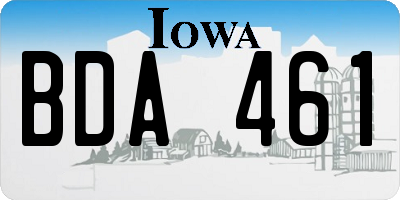 IA license plate BDA461