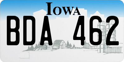 IA license plate BDA462