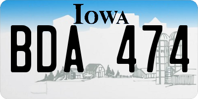 IA license plate BDA474