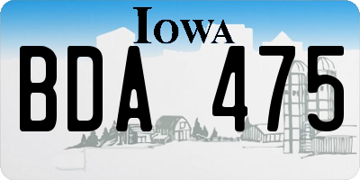 IA license plate BDA475