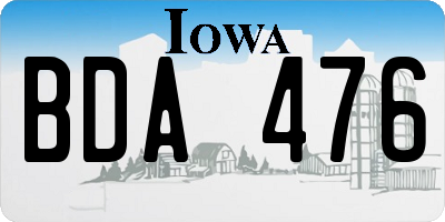 IA license plate BDA476
