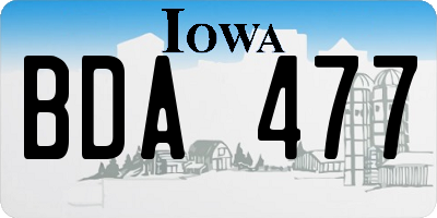 IA license plate BDA477