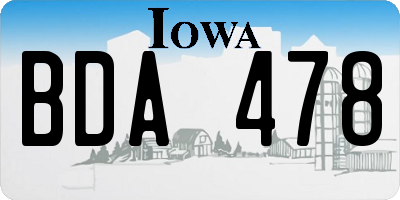 IA license plate BDA478
