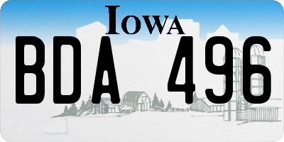 IA license plate BDA496