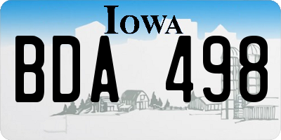IA license plate BDA498