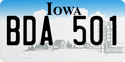 IA license plate BDA501