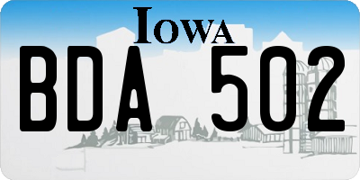 IA license plate BDA502