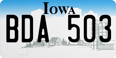 IA license plate BDA503