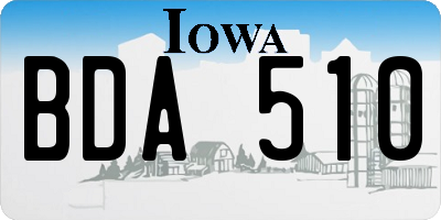 IA license plate BDA510