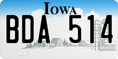 IA license plate BDA514