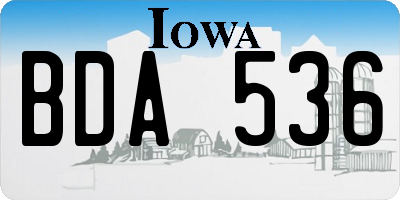 IA license plate BDA536