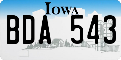 IA license plate BDA543