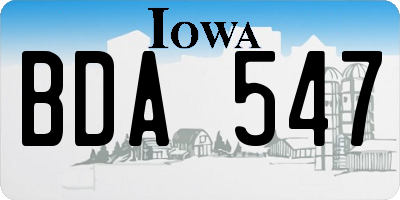 IA license plate BDA547
