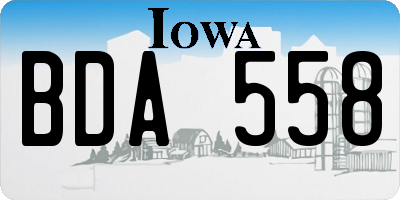 IA license plate BDA558